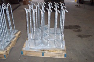 Embedded steel with welded \bent rebar on pallet